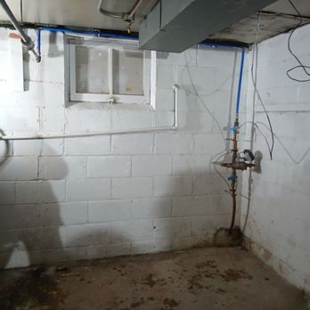 New supply run and accessible shutoff on the basement wall.